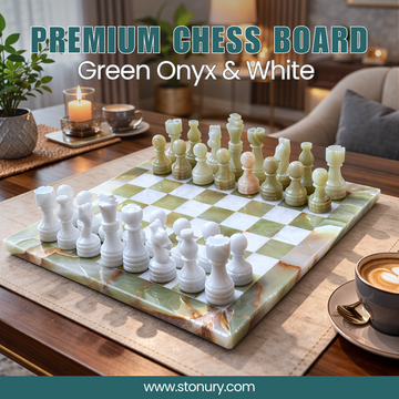 Premium Green Onyx and White Chess Set