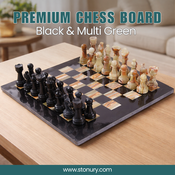Premium Marble Black & Multi Green Chess Set