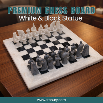 Premium Marble White & Black Matt Statue Chess Set