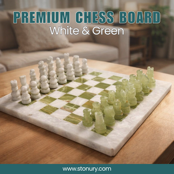Premium White & Green Marble Chess Board